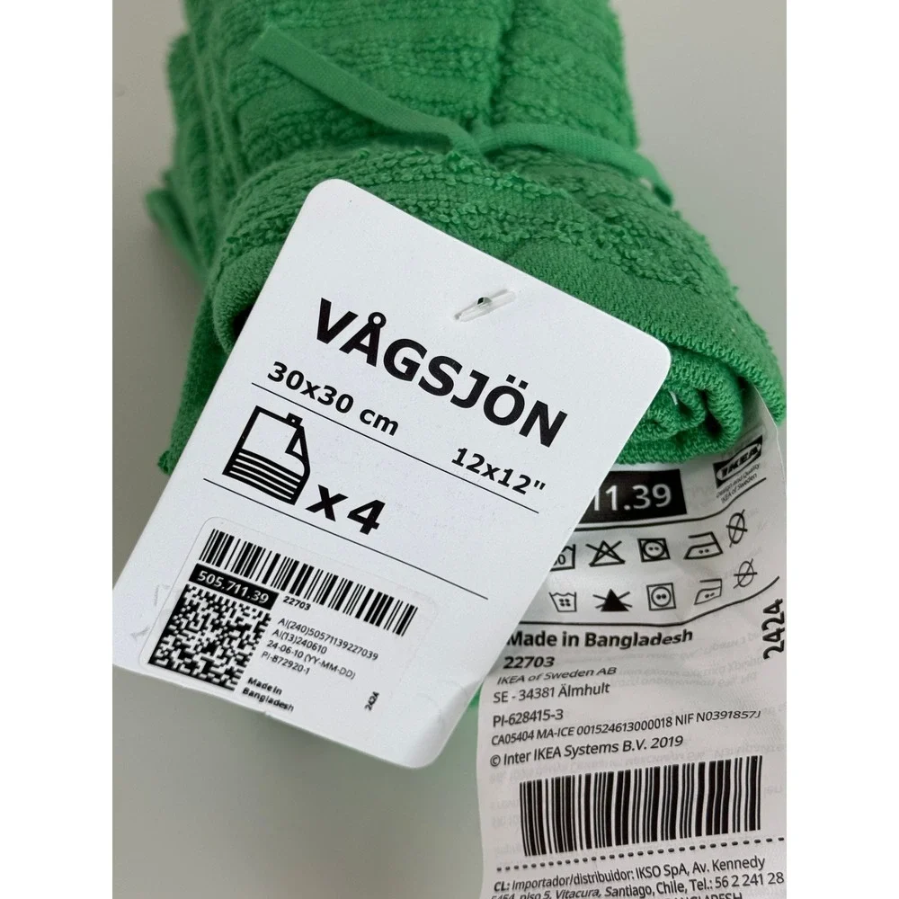 Lot of 8 IKEA Vagsjon Washcloths Towels Green 12